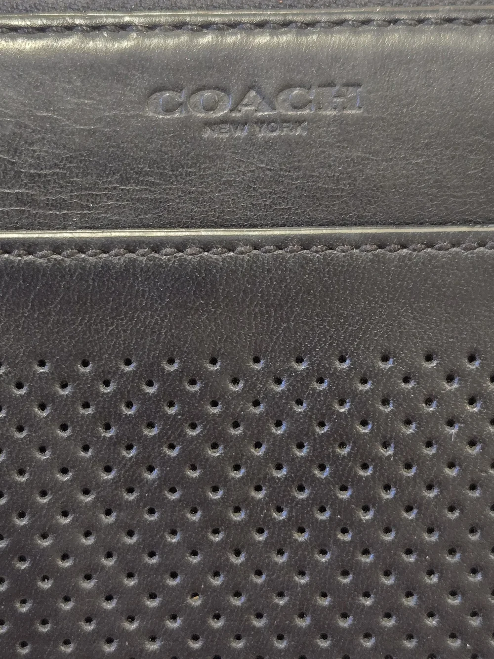 Coach Black Perforated Leather Zip Around Wallet - Picture 7 of 16